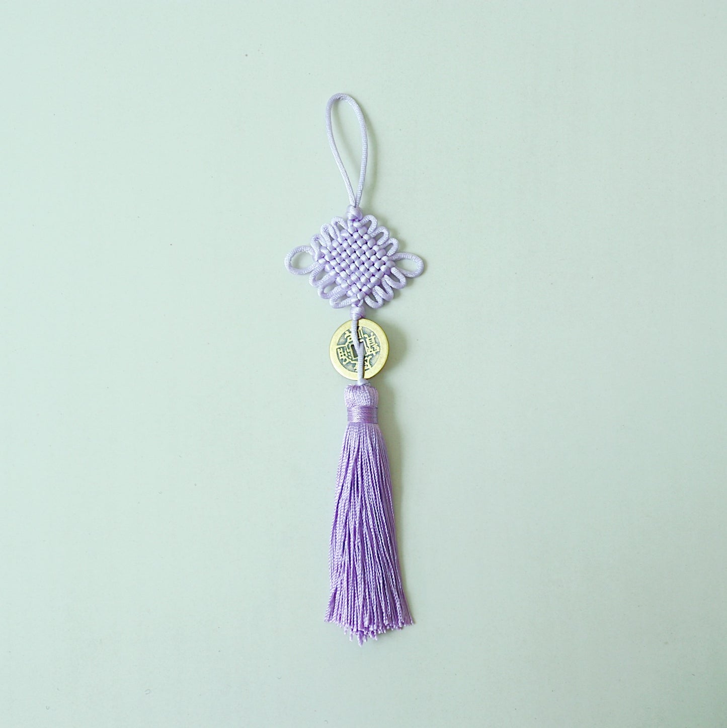 グッドラックノットタッセル パステルパープル&コイン