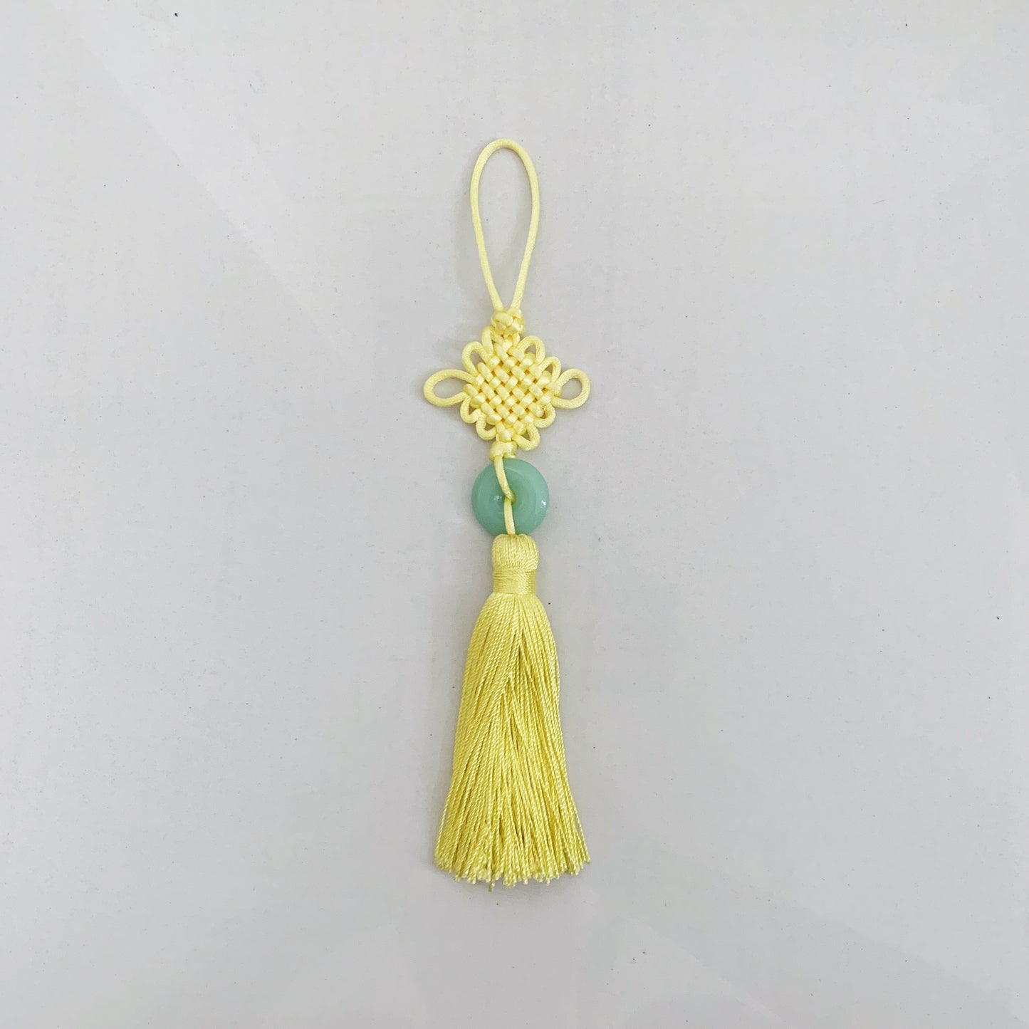 グッドラックノットタッセル レモンイエロー&ジェイド