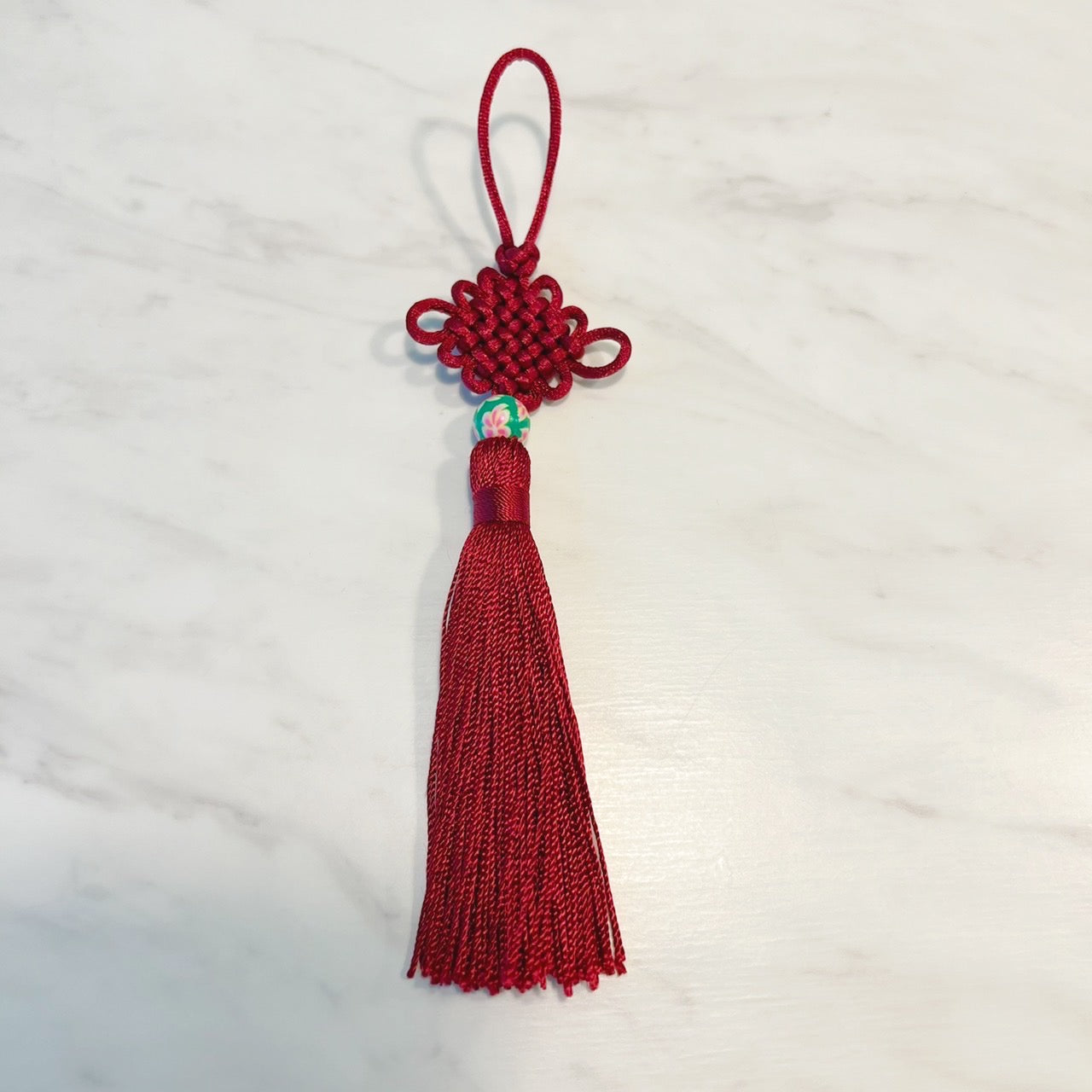 グッドラックノットタッセル エンジ&ビーズ