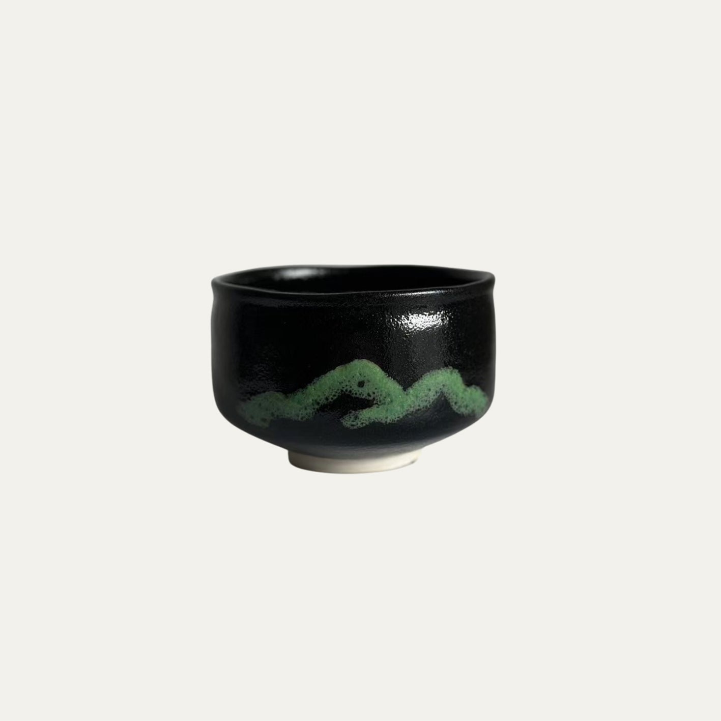 Vintage Japanese Chawan for Tea Ceremony / Black × Green